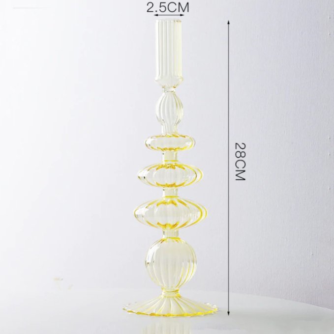 Lace Taper Glass Candlestick Holder: Purple - HER Home Design Boutique